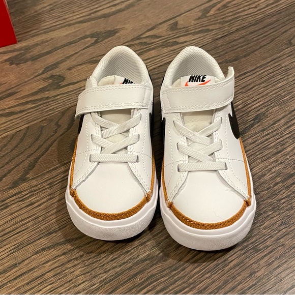 Nike Court Legacy - Kids White and Black Sneakers with Brown Accents - Picture 5 of 9